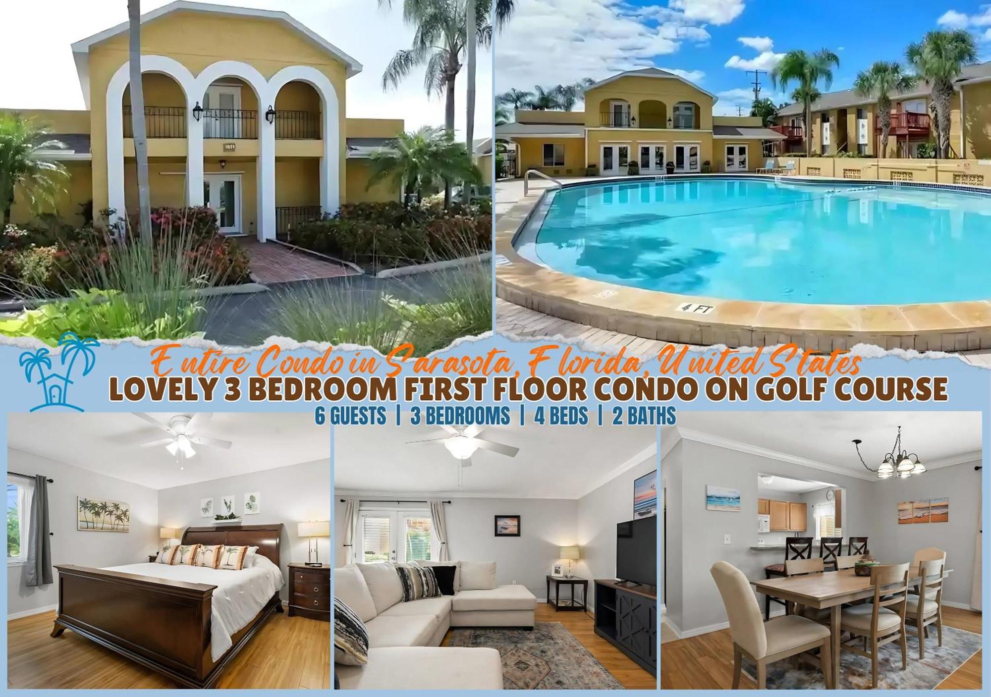 Lovely 3 Bedroom First Floor Condo On Golf Course Sarasota Exterior photo